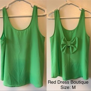 Green Bow Back Top
